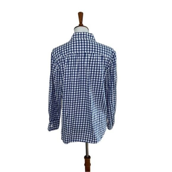 Madewell Gingham Plaid Button Down Long Sleeve Blouse Blue White Size Medium - Picture 2 of 4